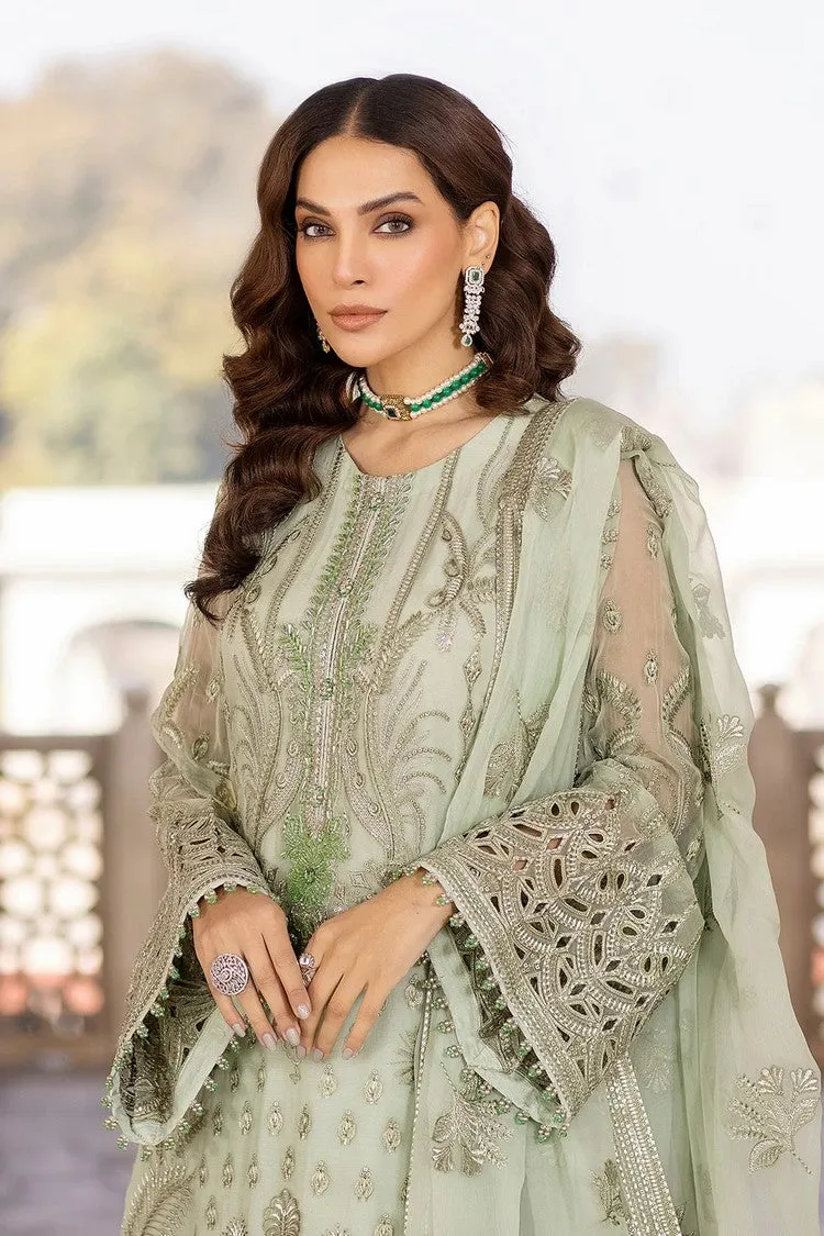 04 LUSTER GREEN Safeera Embroidered Chiffon Collection Vol 13