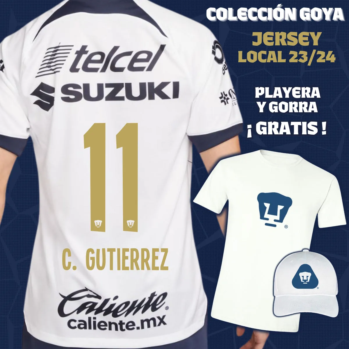 11 Carlos Gutiérrez - Colección Goya Hombre - Jersey Local   Playera y Gorra de Regalo