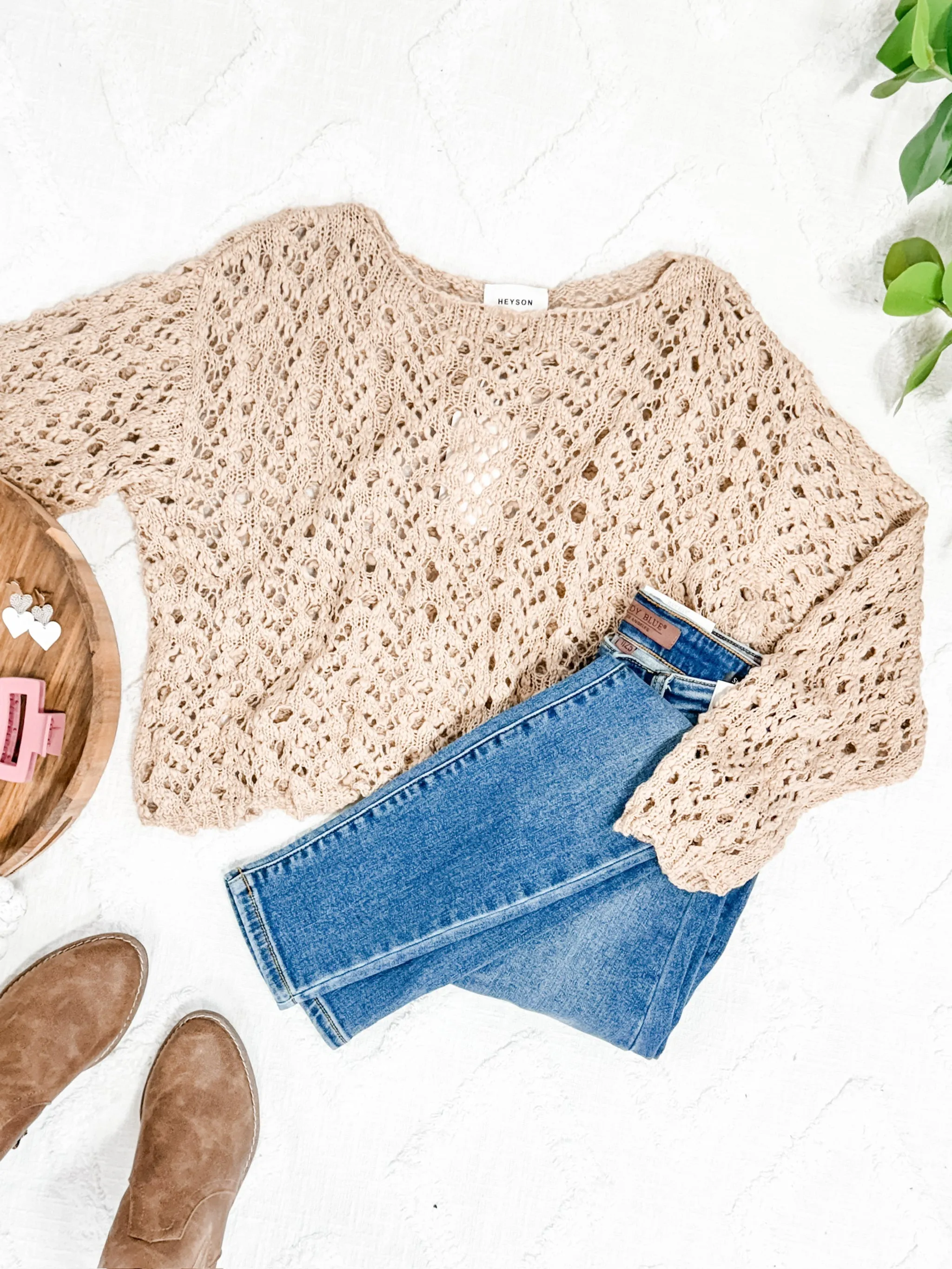 1.15 Open Knit Cropped Sweater In Simply Neutral