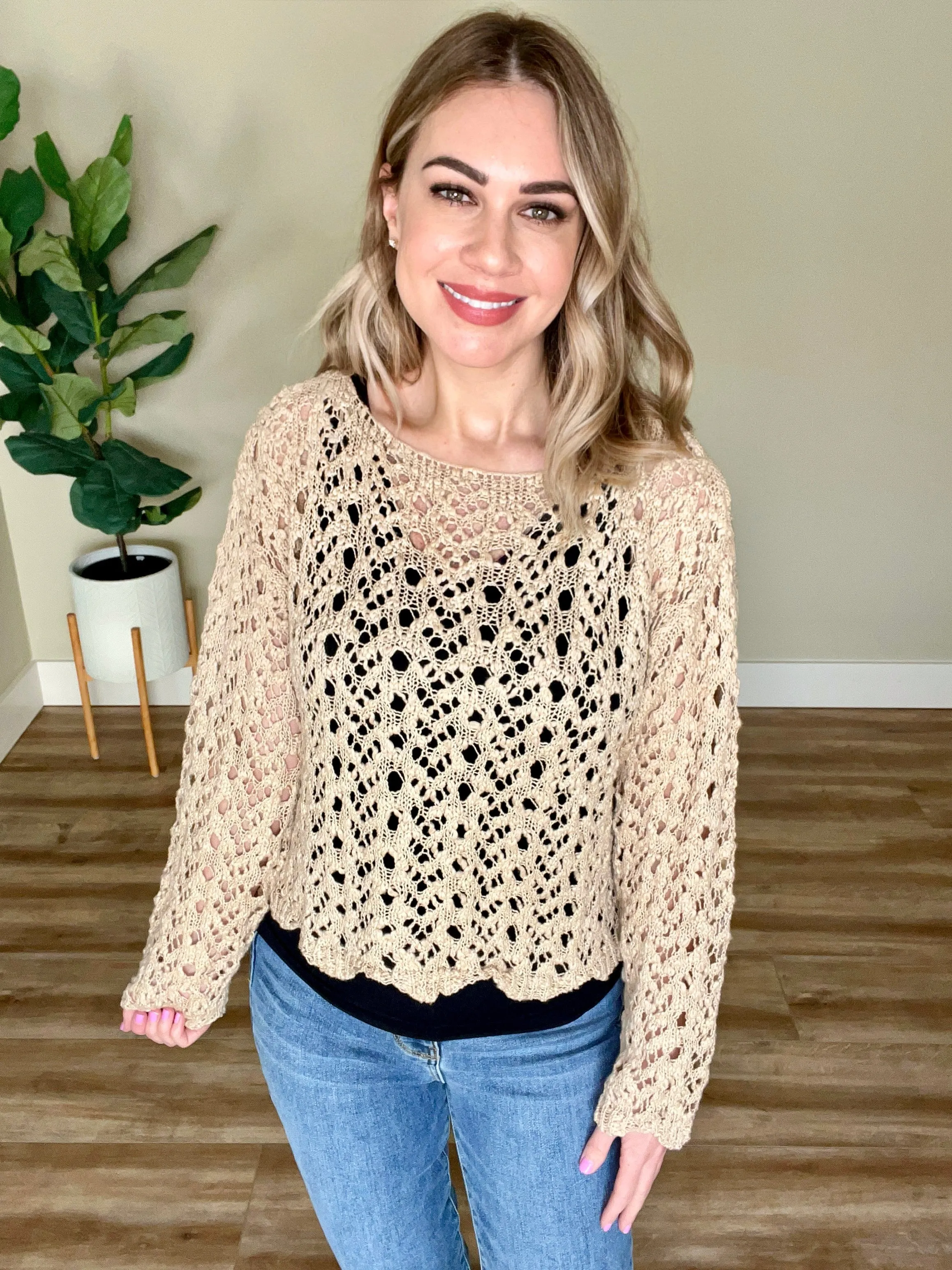 1.15 Open Knit Cropped Sweater In Simply Neutral