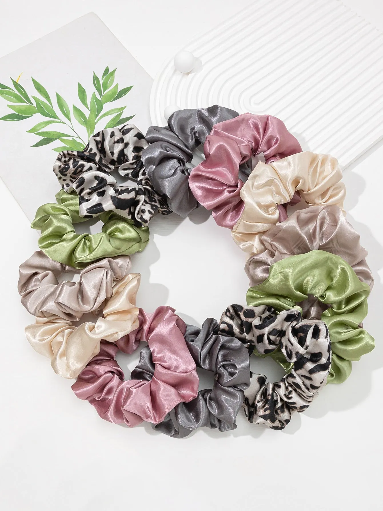 12pcs Plain Pleated Scrunchie