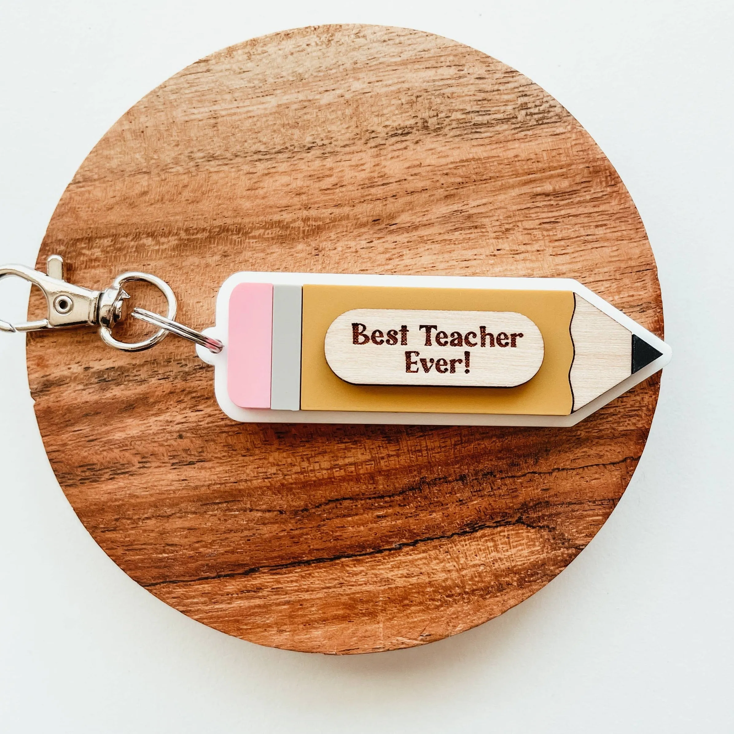 3D Best Teacher Ever Pencil Keychain