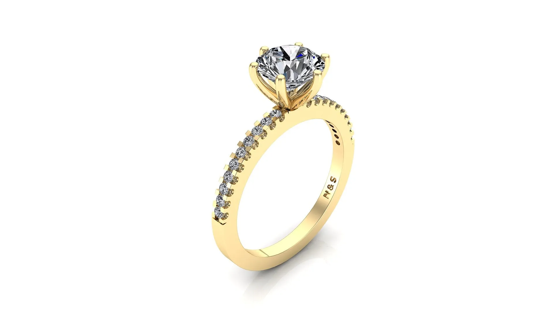 7mm (1.20ct) Rañe ForeverOne Round Moissanite Engagement Ring 14K Gold MOENG003