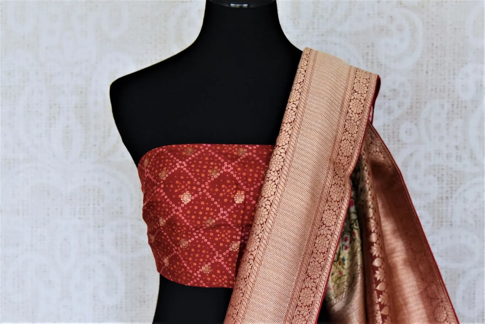 90K851 Cream Mulberry Silk Saree with Zari Border