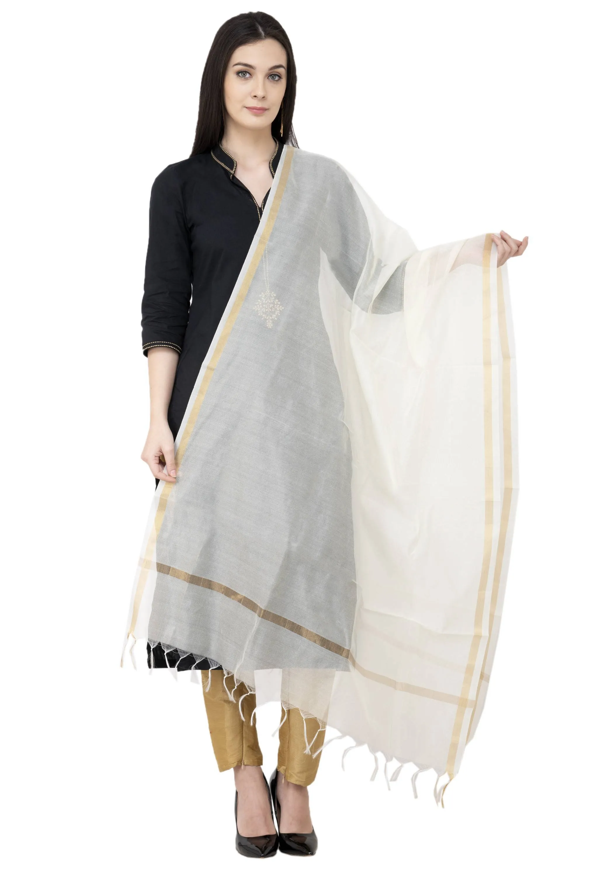 A R SILK Golden Color Fancy Silk Dupattas and Chunnis