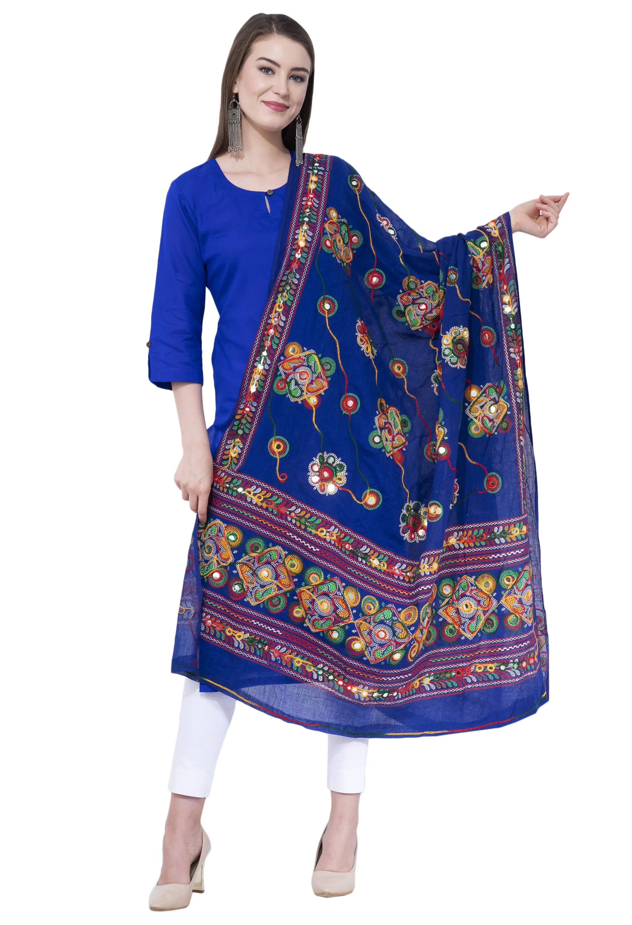 A R SILK Royal blue Color Gurjari Pure cotton Dupattas and Chunnis