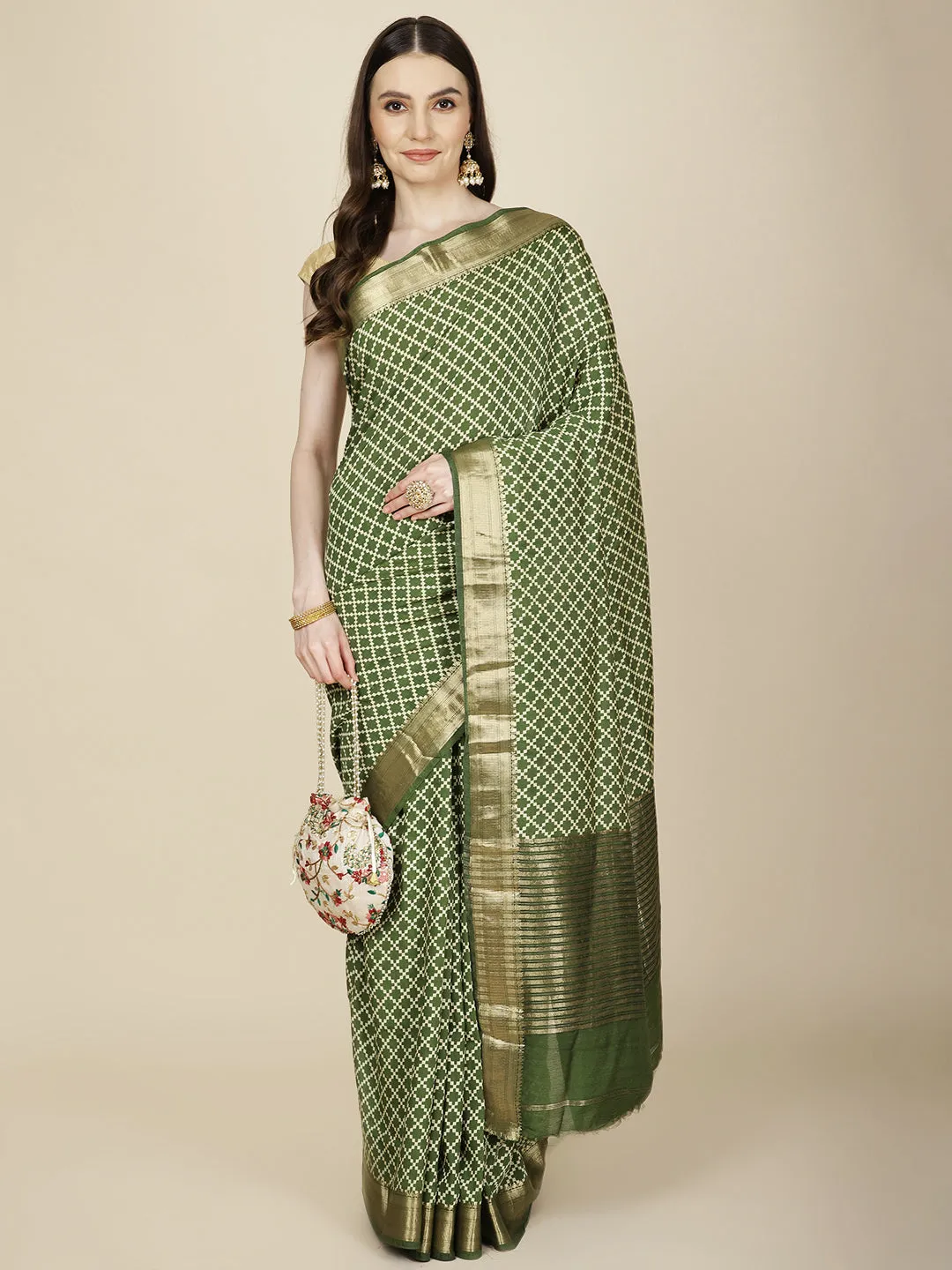 Abstract Woven Cotton Saree