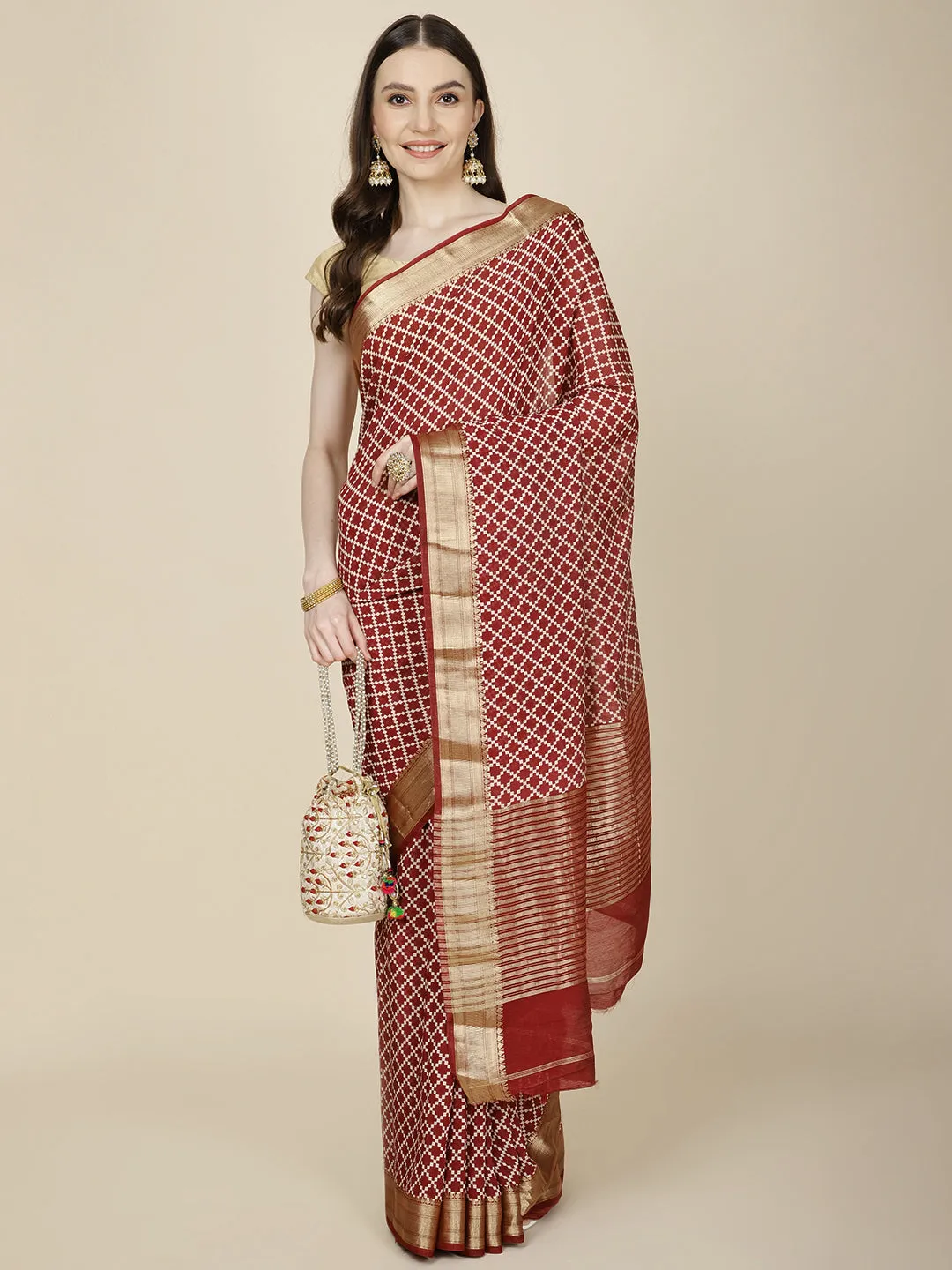 Abstract Woven Cotton Saree