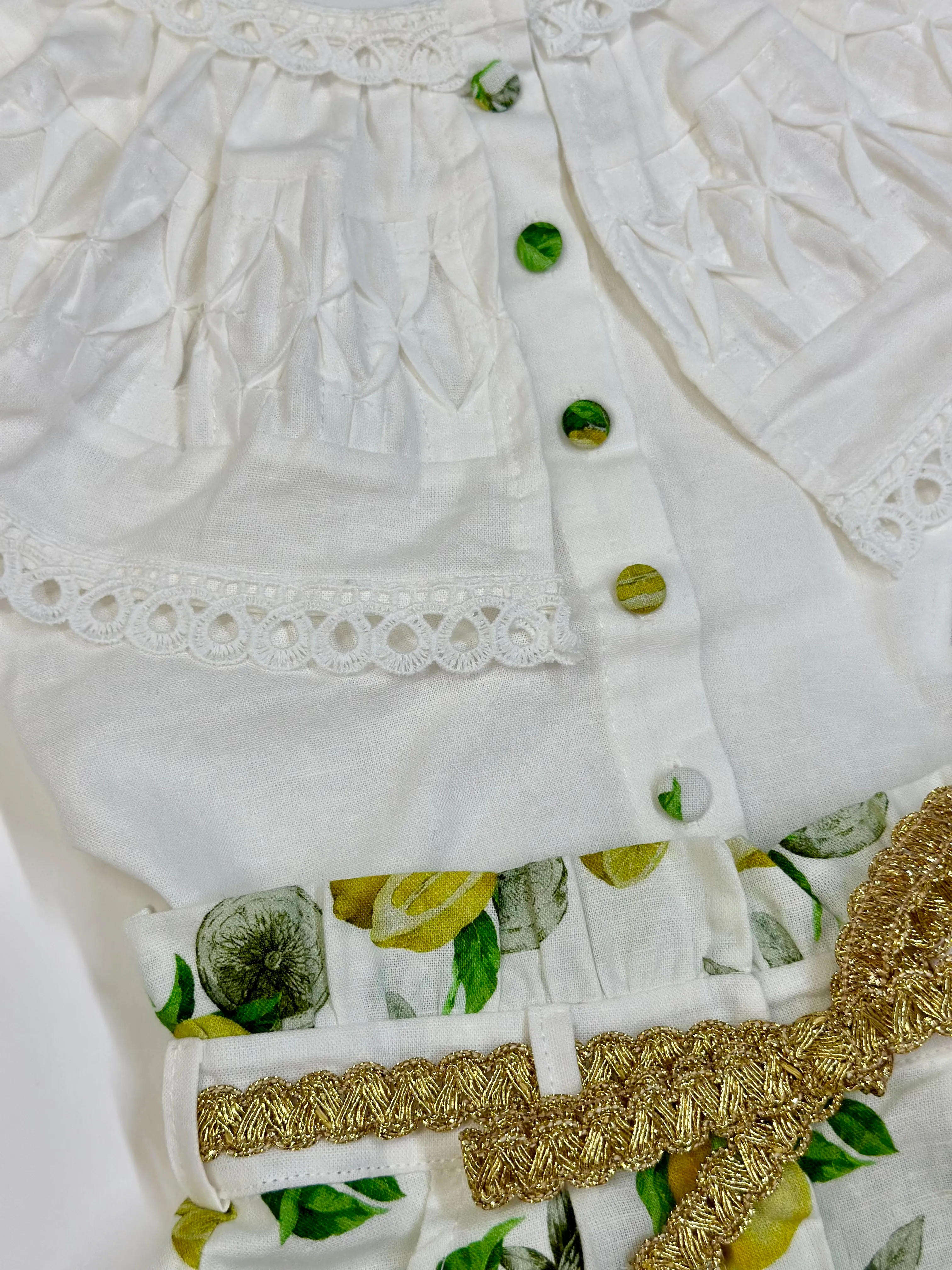 Amalfi Lemon Print Linen Blouse and Shorts Set