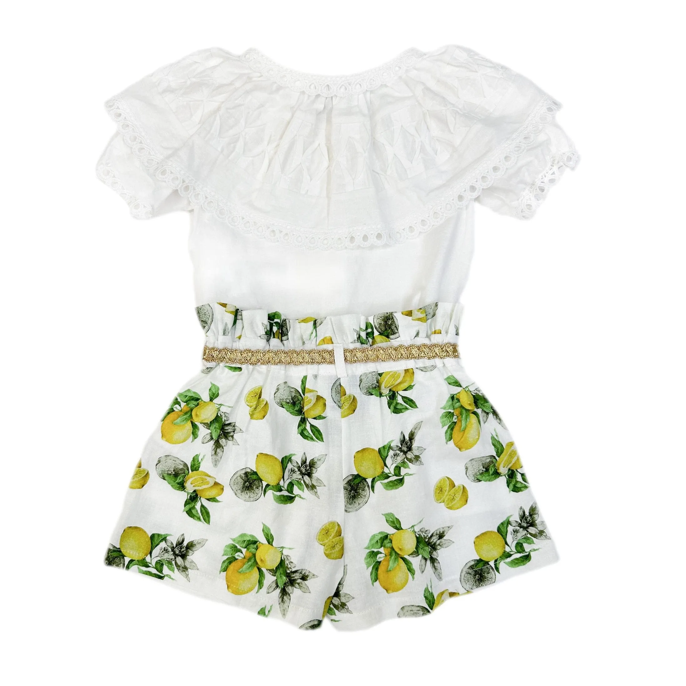 Amalfi Lemon Print Linen Blouse and Shorts Set