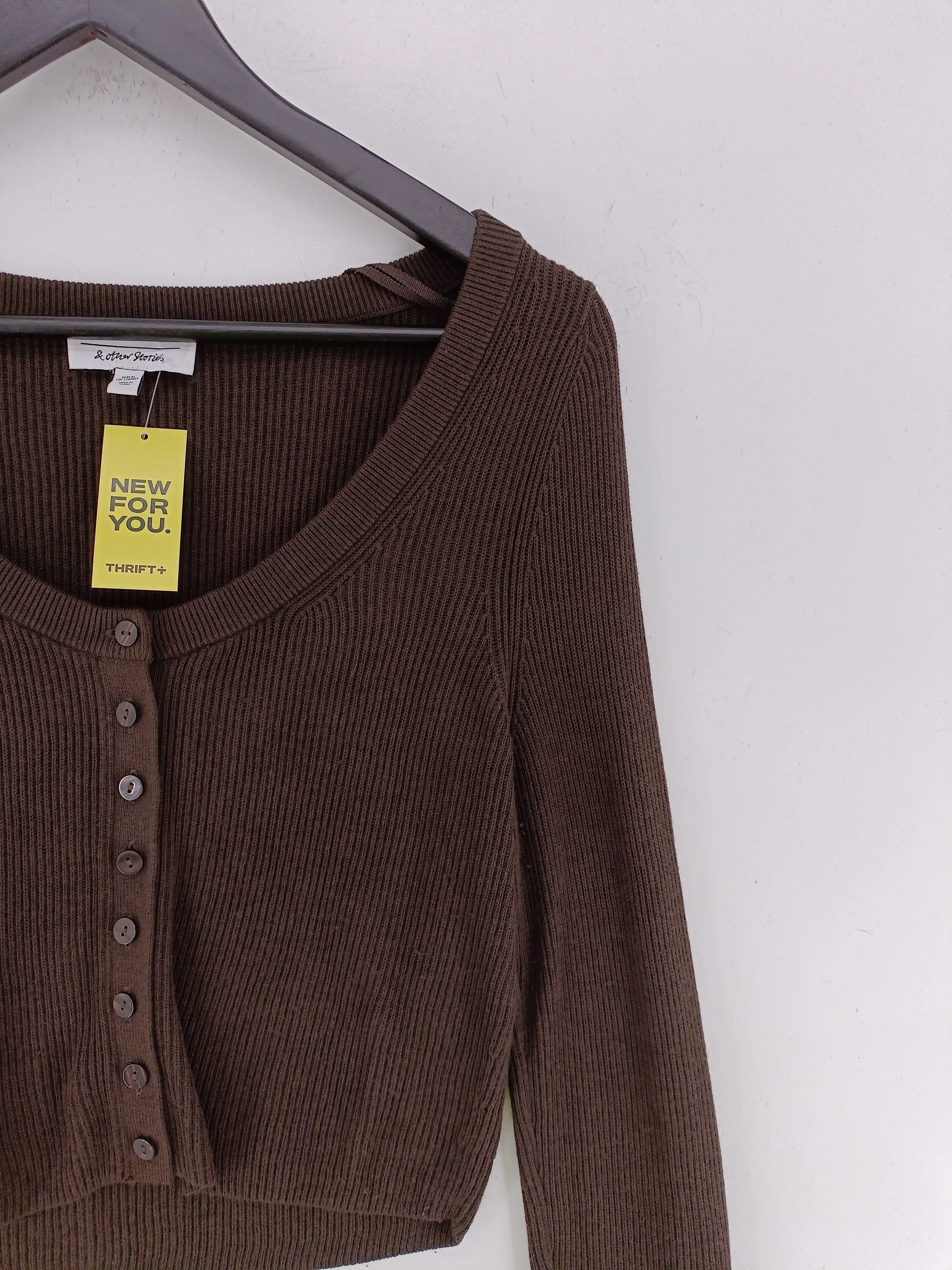 & Other Stories Women's Cardigan M Brown Lyocell Modal with Polyamide, Wool