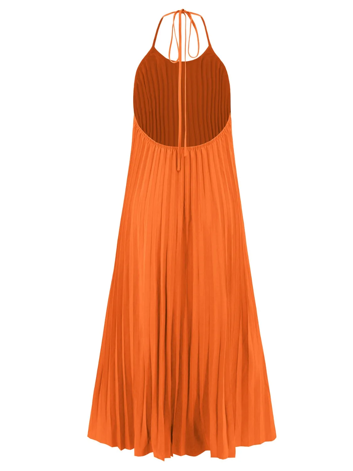 Beach Wedding Guest Attire: Women's Sleeveless Pleated Halter Neck Dress