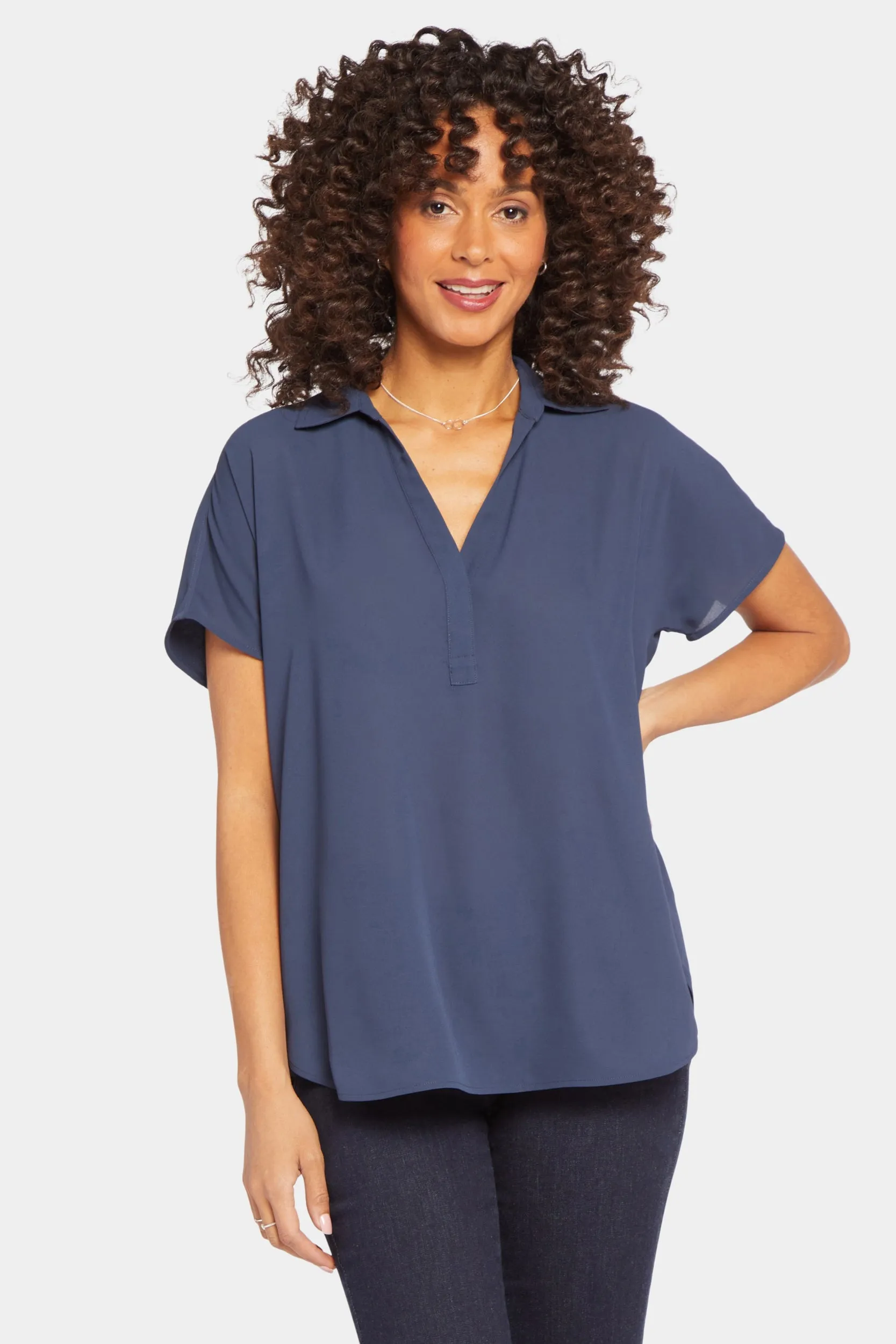 Becky Short Sleeved Blouse Donkerblauw | Oxford Navy