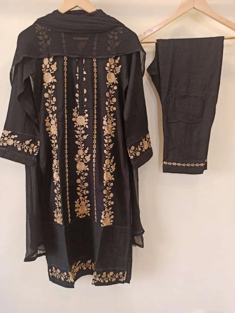 Black Embroidered Suit