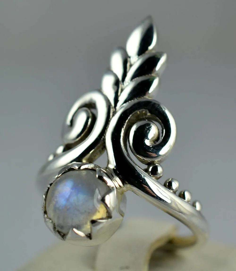 Blue Fire Rainbow Moonstone 925 solid sterling silver hand made designer, Nickel Free