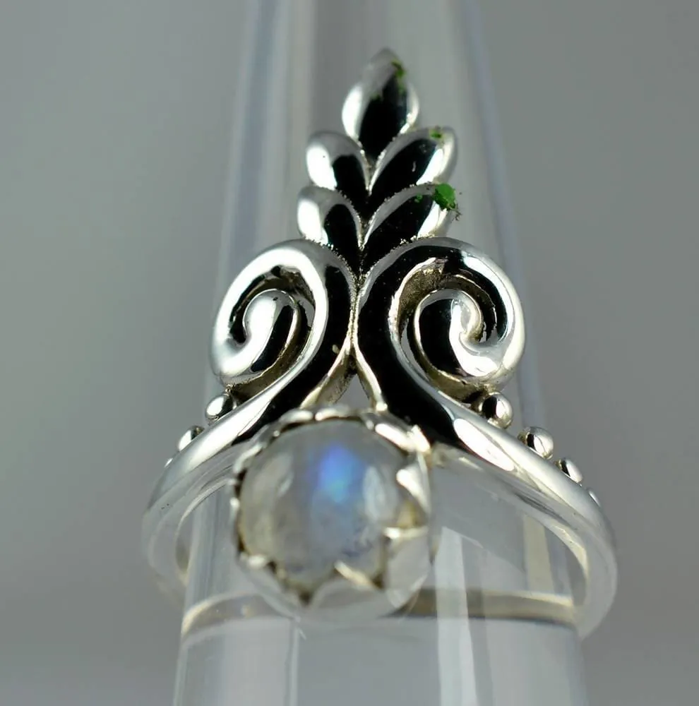 Blue Fire Rainbow Moonstone 925 solid sterling silver hand made designer, Nickel Free