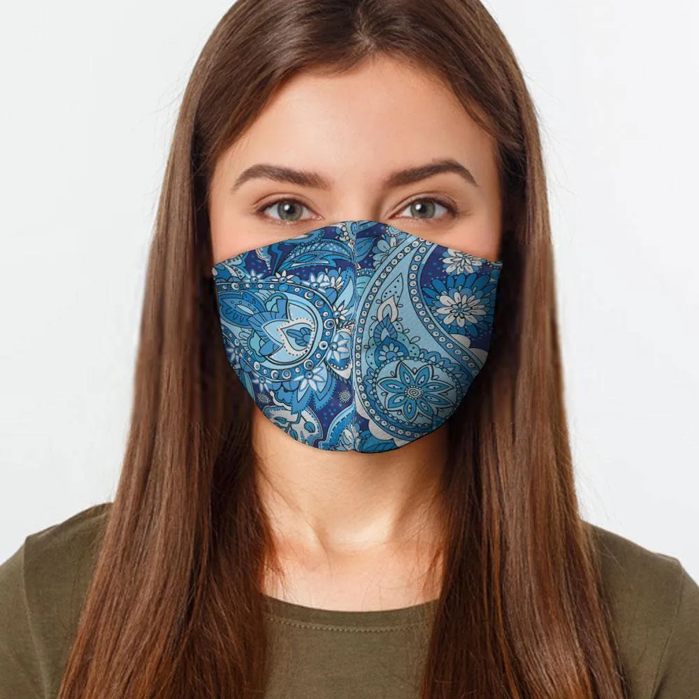 Blue Paisley Face Cover