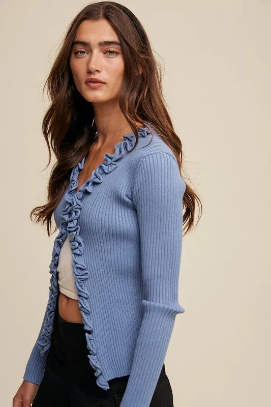 Brielle Ruffle Cardigan Top