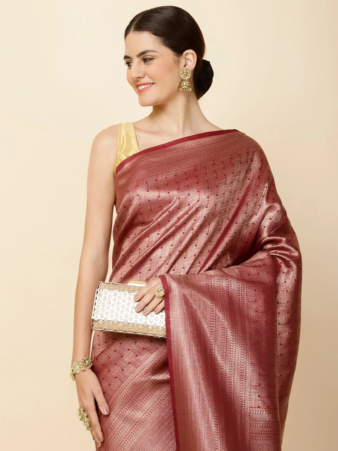 Brocade Zari Jaal Woven Handloom Saree