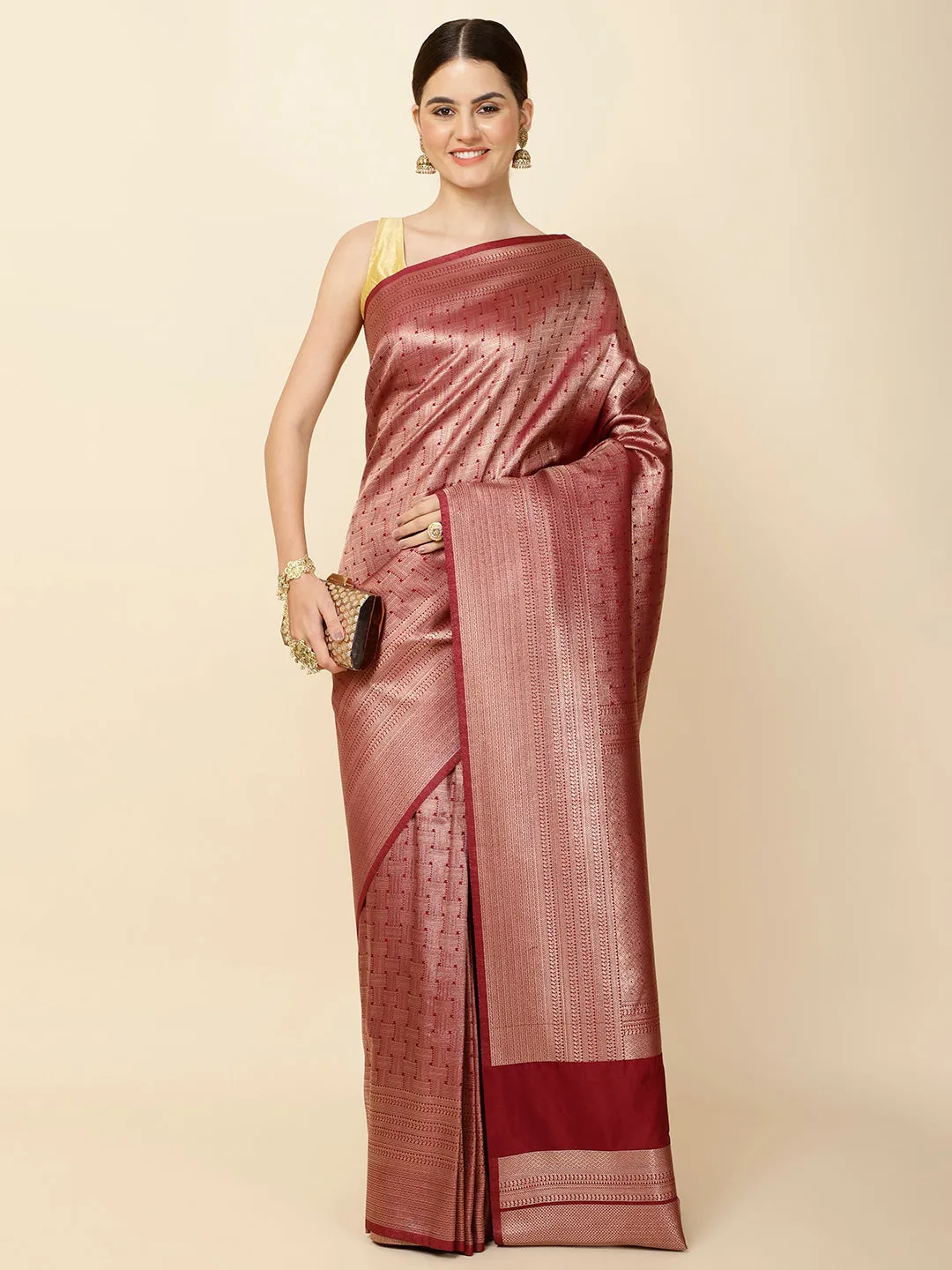 Brocade Zari Jaal Woven Handloom Saree