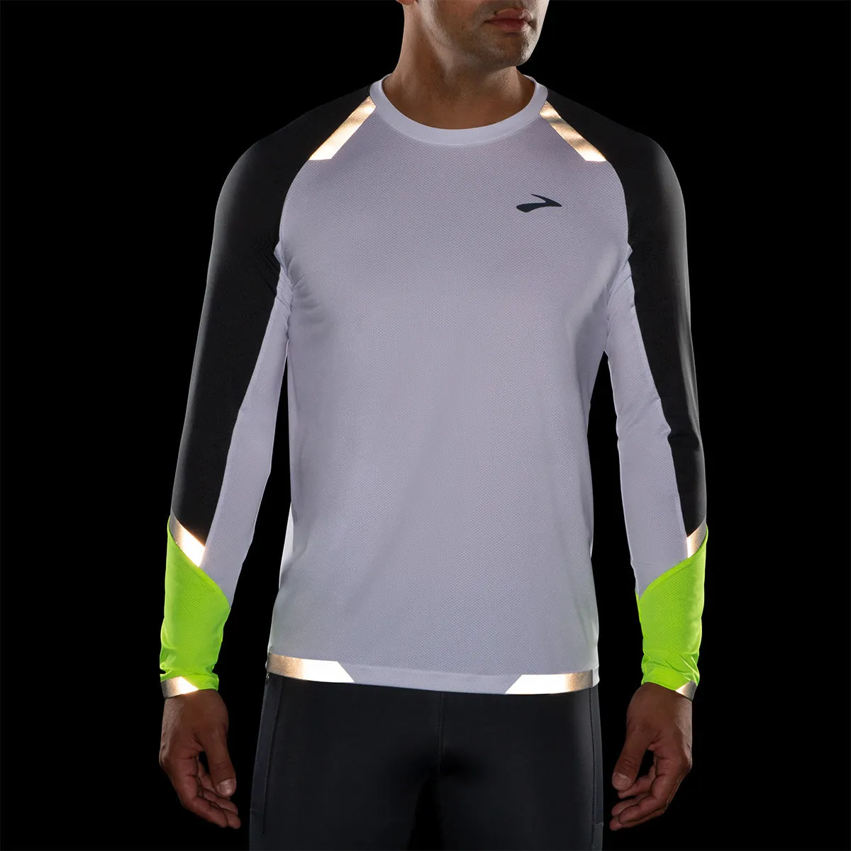 Brooks Run Visible Long Sleeve Mens | White/asphalt/nightlife