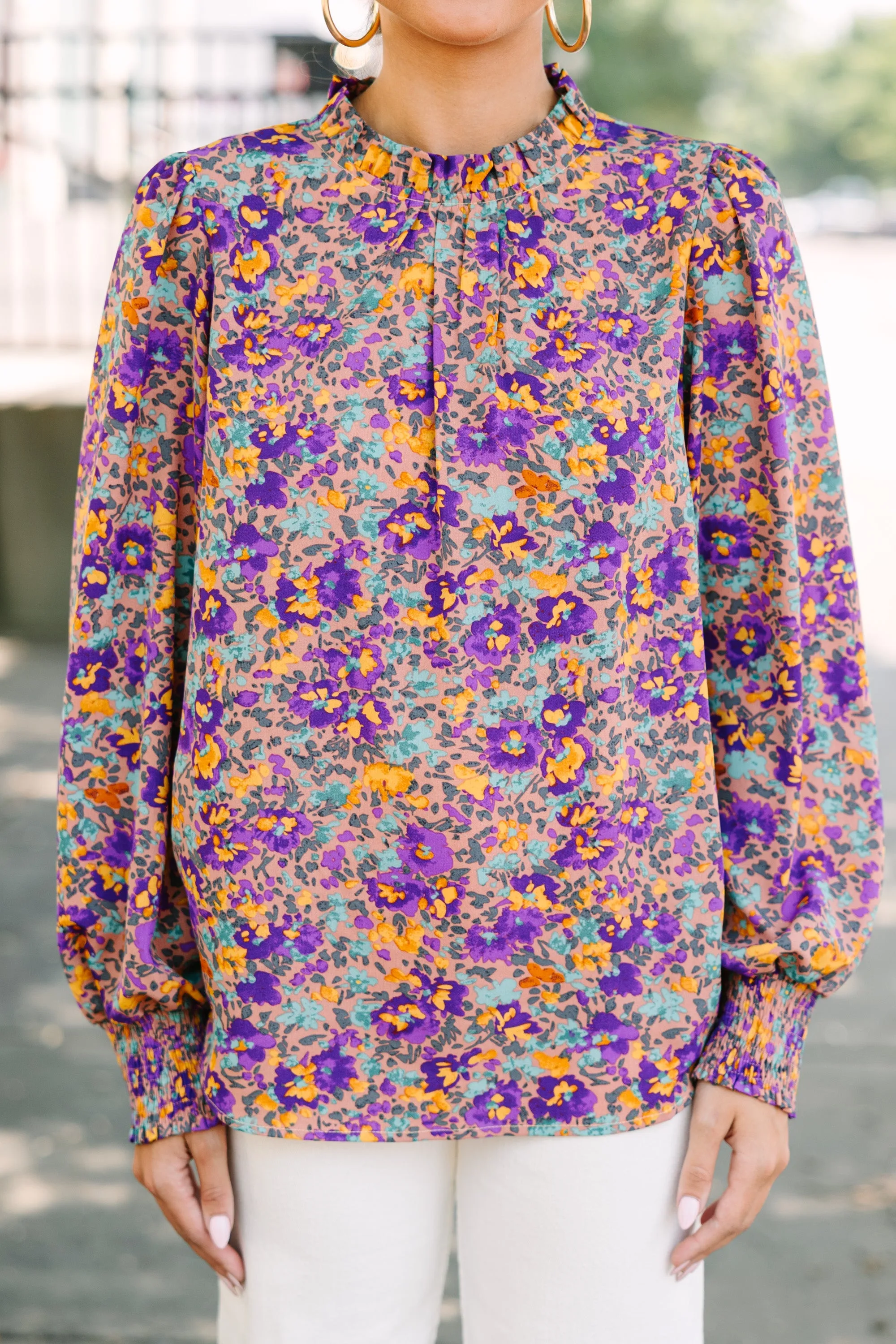 Can't Change Purple Ditsy Floral Blouse