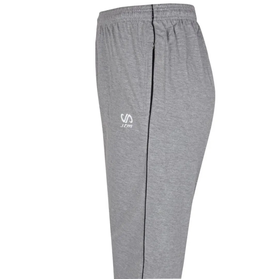 Comfy Grey Cotton Hosiery Regular Fit Solid Casual Trackpant For Men