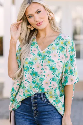 Couldn't Be Better Green Floral Top