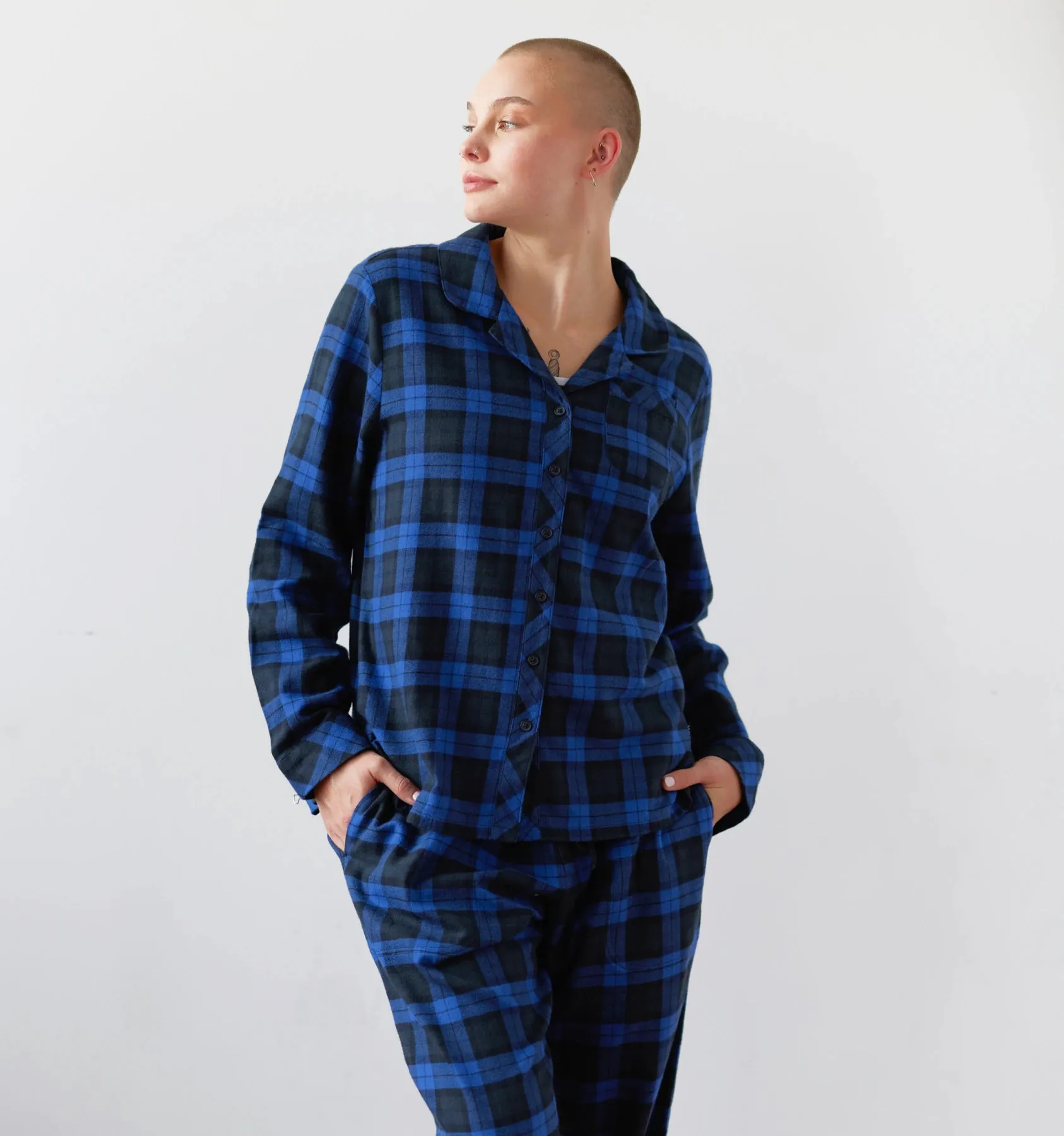 Cozy Flannel PJ Set LC - Midnight Plaid