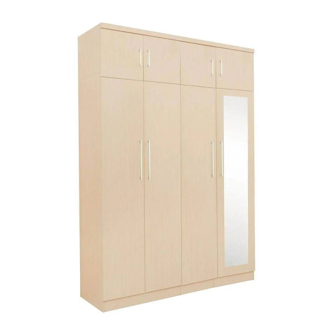 Darragh Mirror 4 Open Door Wardrobe with Top