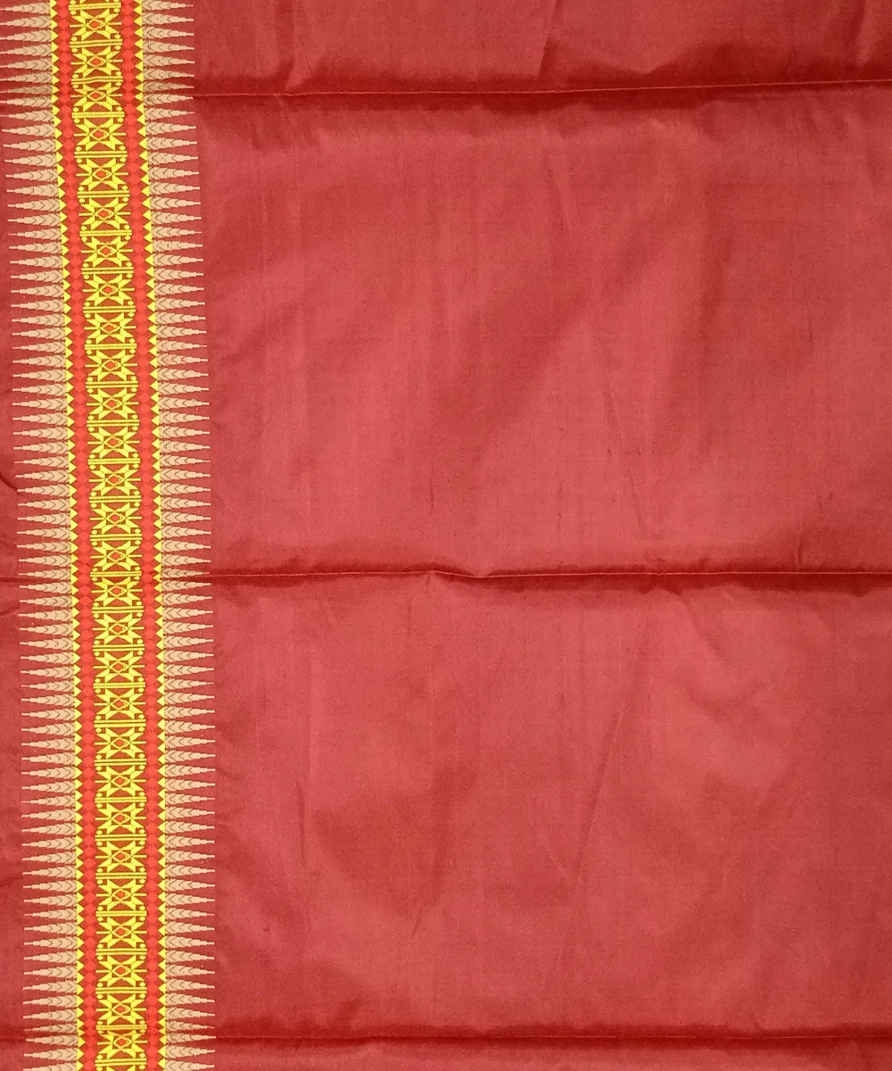 Deep red multicolor silk handloom assam mekhela chador