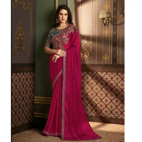 Designer Party Wear Women's Saree Pink