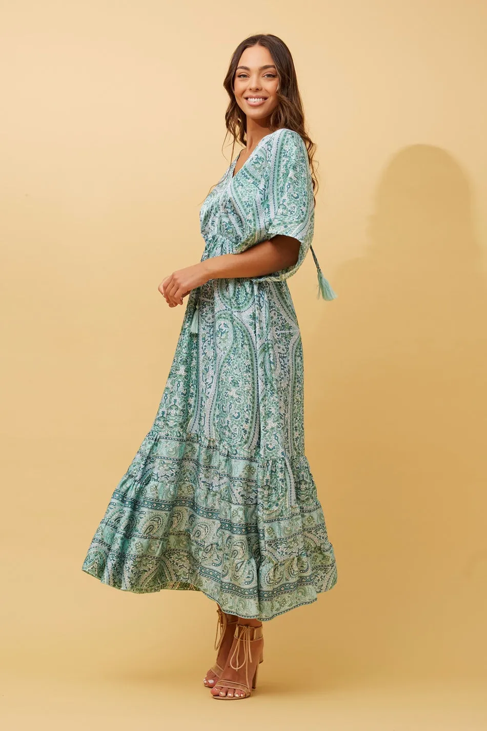 DOLTON BOHO SATIN MAXI DRESS