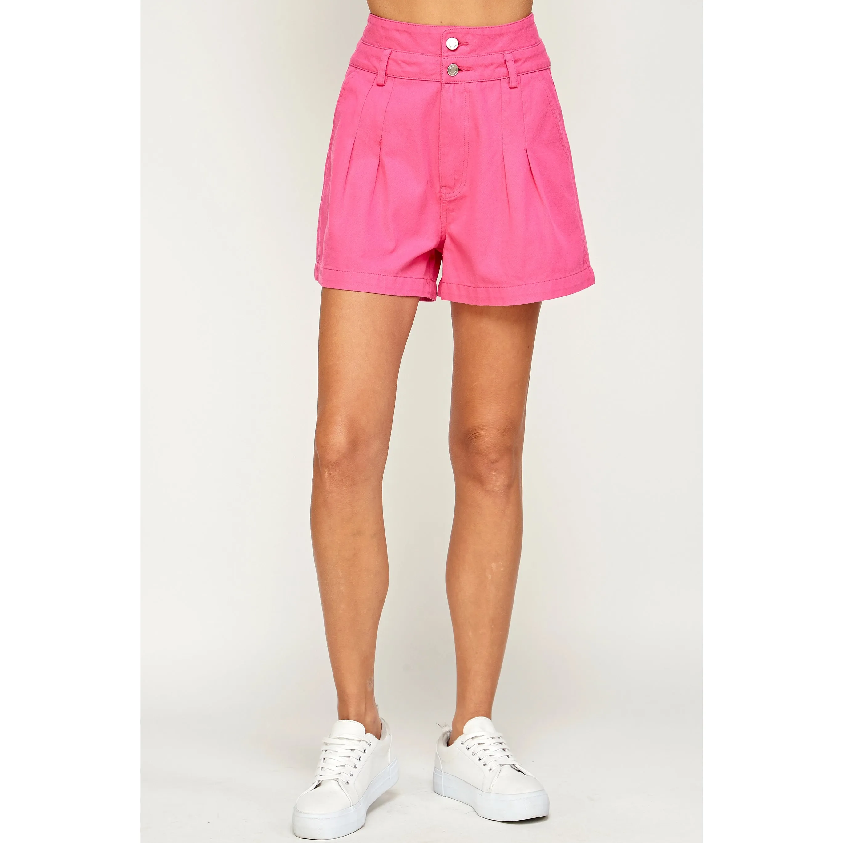 Double Button Pleated Shorts