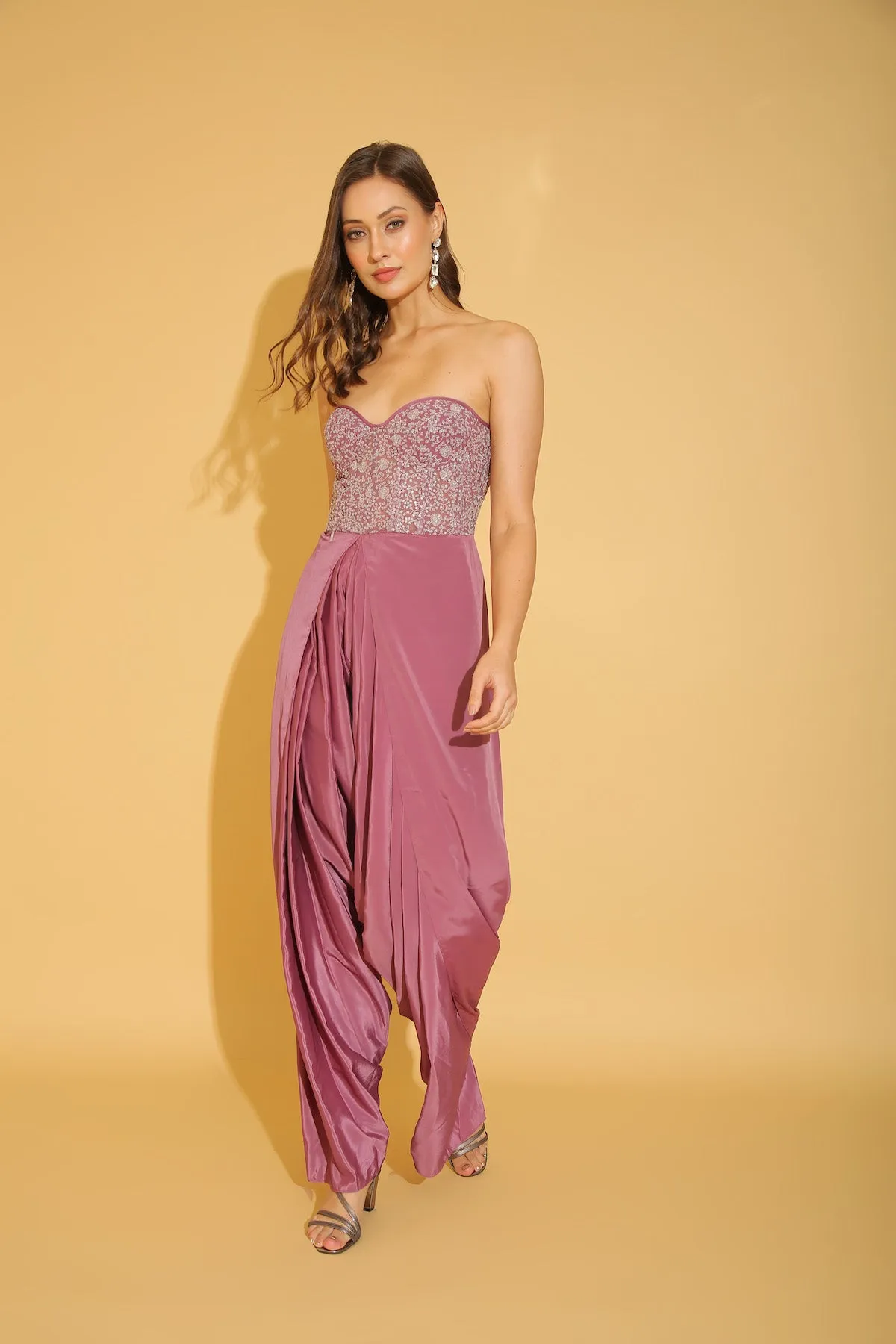 Embroidered Corset Dhoti Jumpsuit