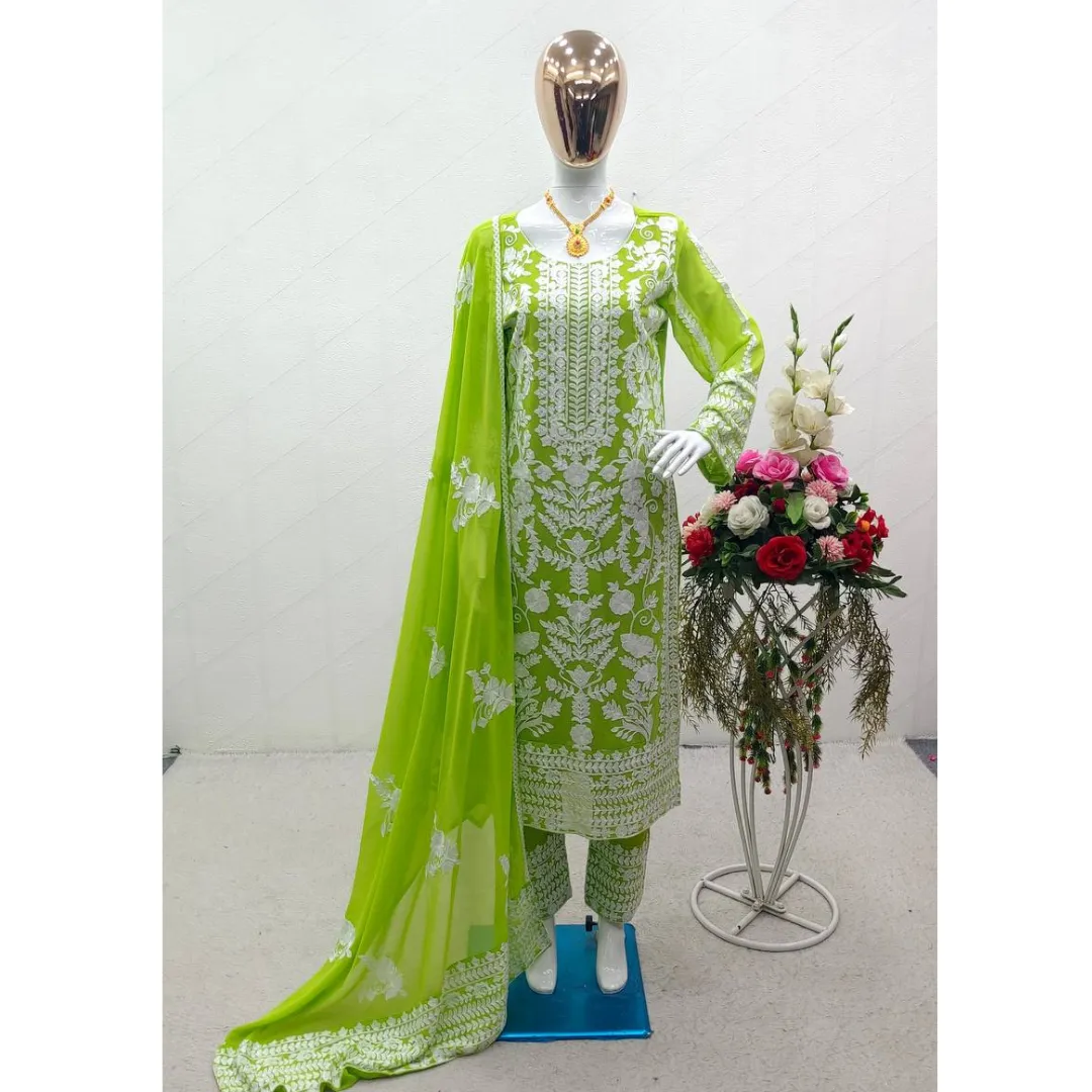 Embroidery Party wear Top Pant with Dupatta Suit