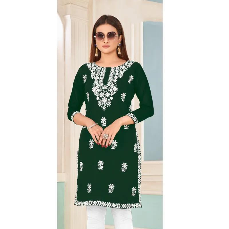 Embroidery Women's Lucknowi Kurti Tops