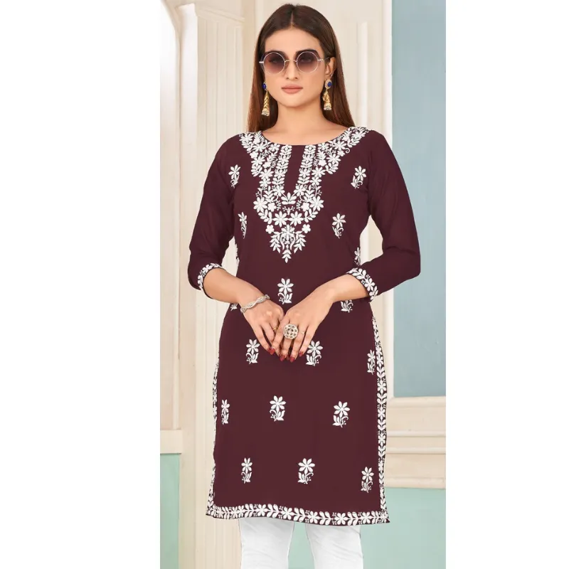 Embroidery Women's Lucknowi Kurti Tops