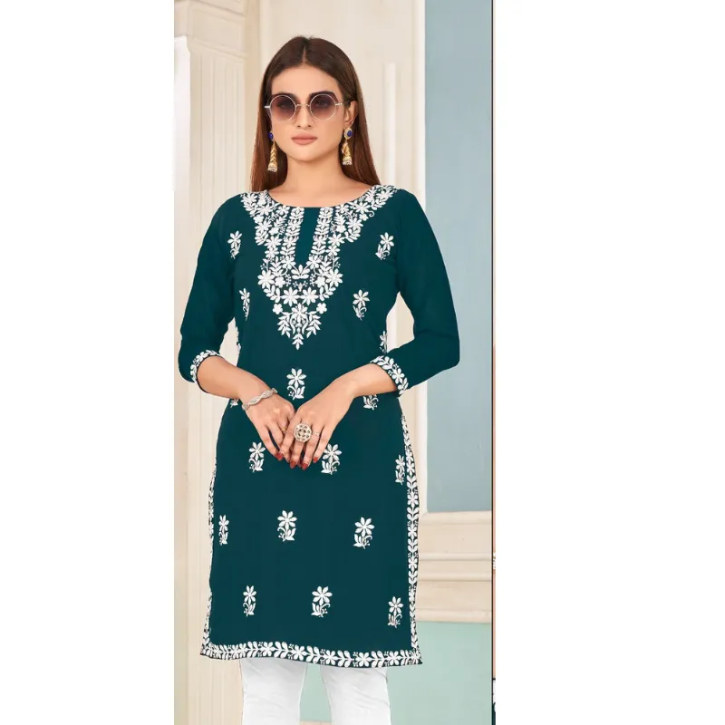 Embroidery Women's Lucknowi Kurti Tops