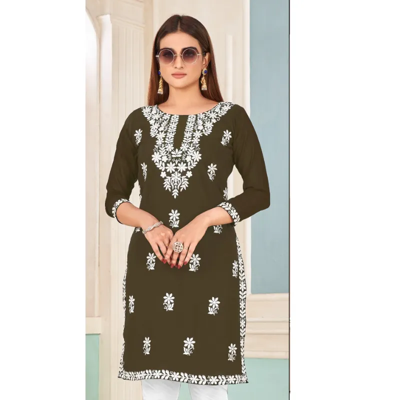 Embroidery Women's Lucknowi Kurti Tops