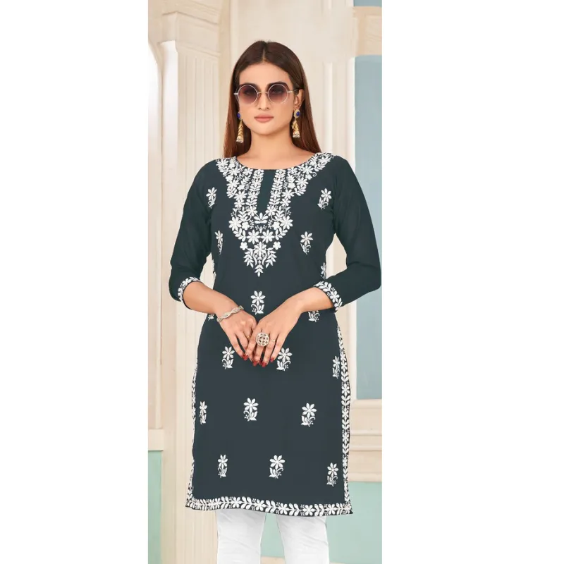 Embroidery Women's Lucknowi Kurti Tops