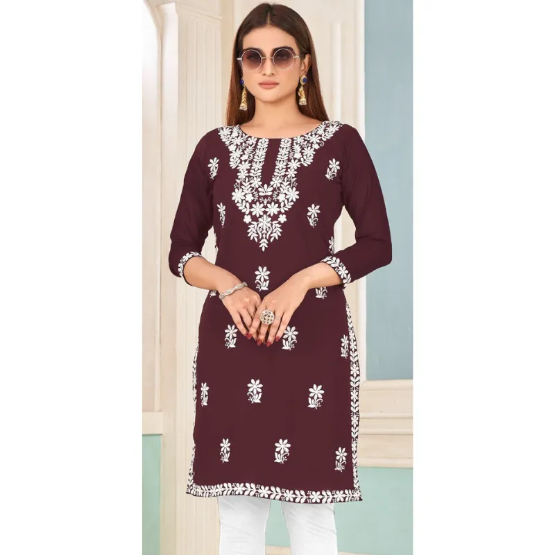 Embroidery Women's Lucknowi Kurti Tops