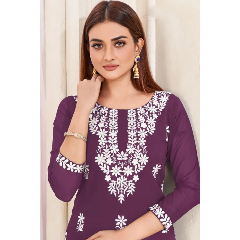 Embroidery Women's Lucknowi Kurti Tops