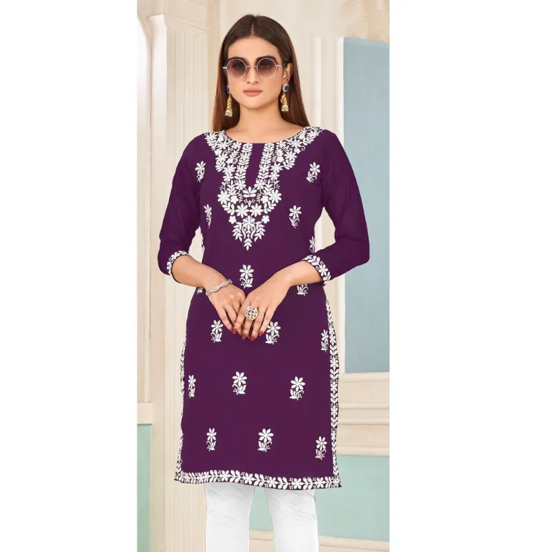 Embroidery Women's Lucknowi Kurti Tops