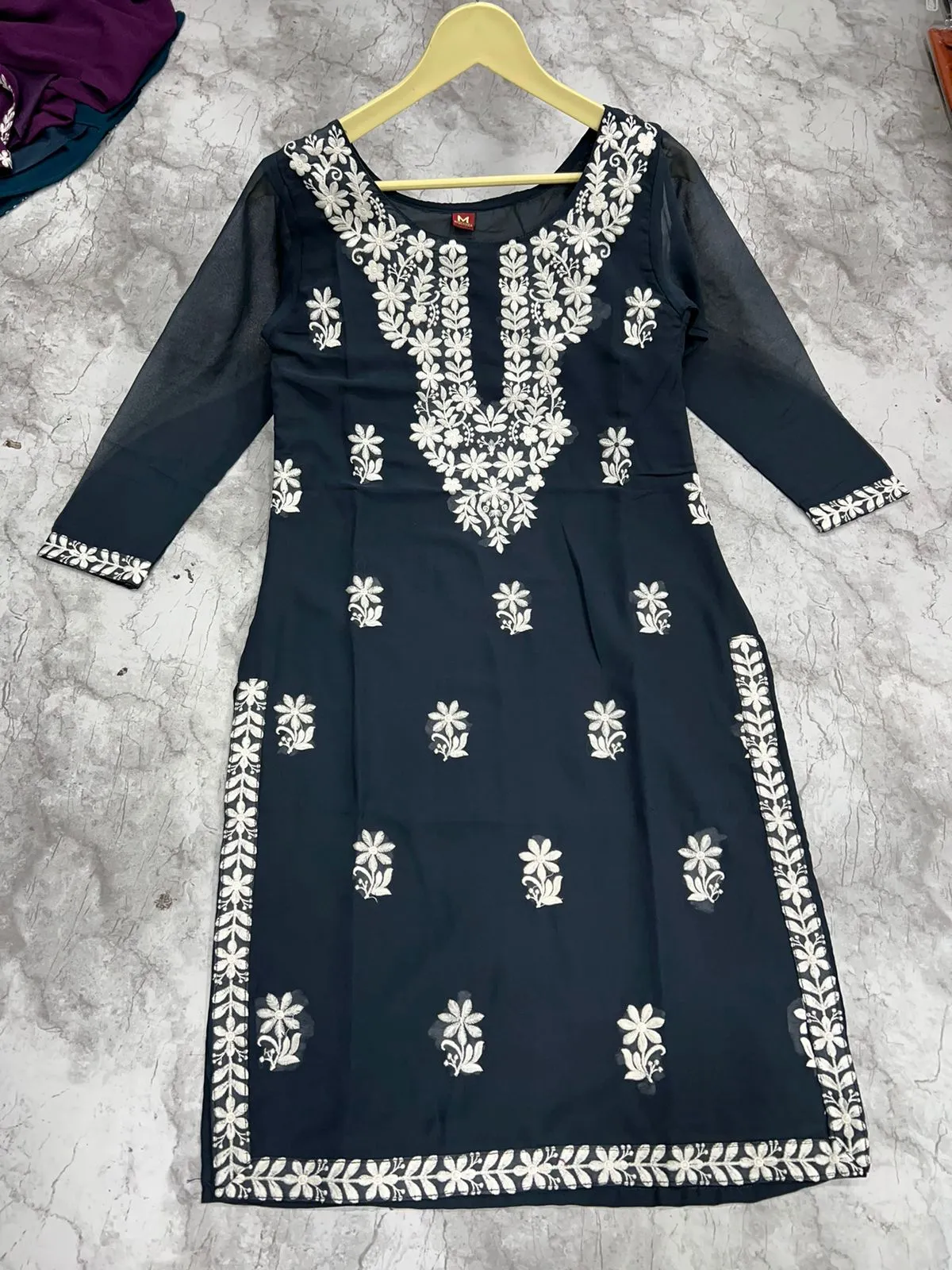 Embroidery Women's Lucknowi Kurti Tops