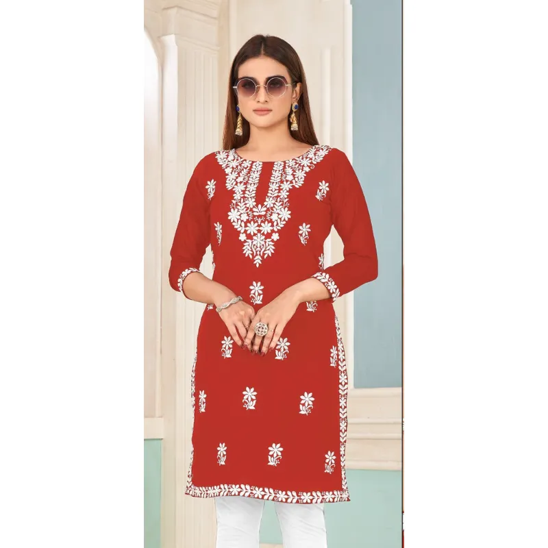 Embroidery Women's Lucknowi Kurti Tops