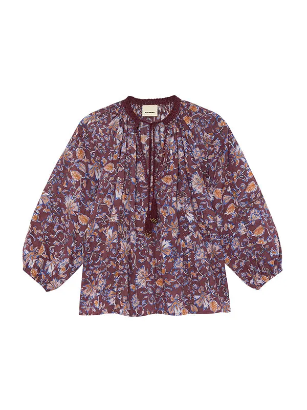 Euthenia Blouse in Brown Batik