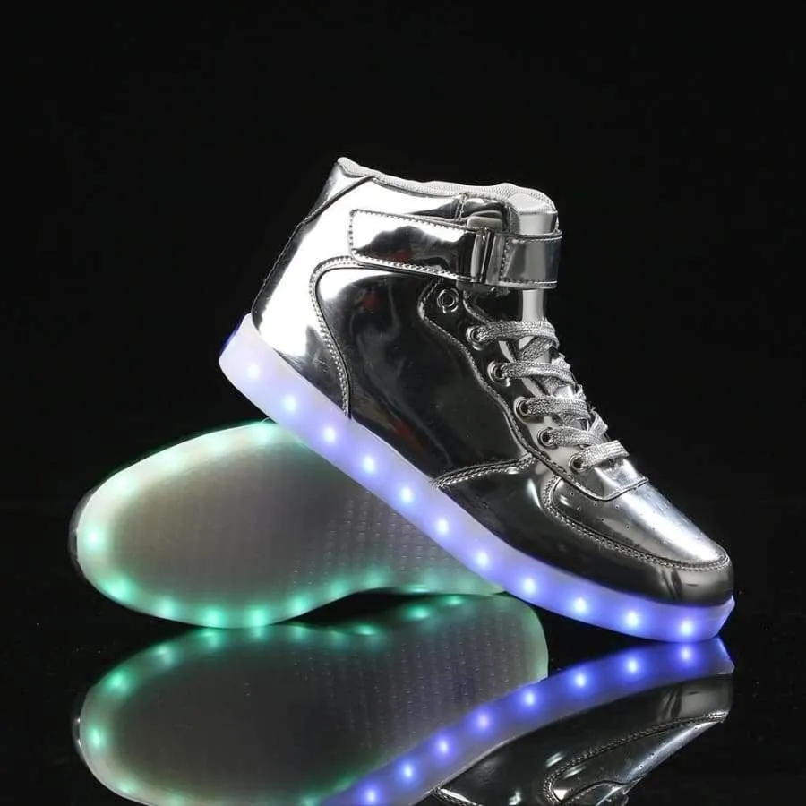 Flashez - Silver High Top LED Trainers