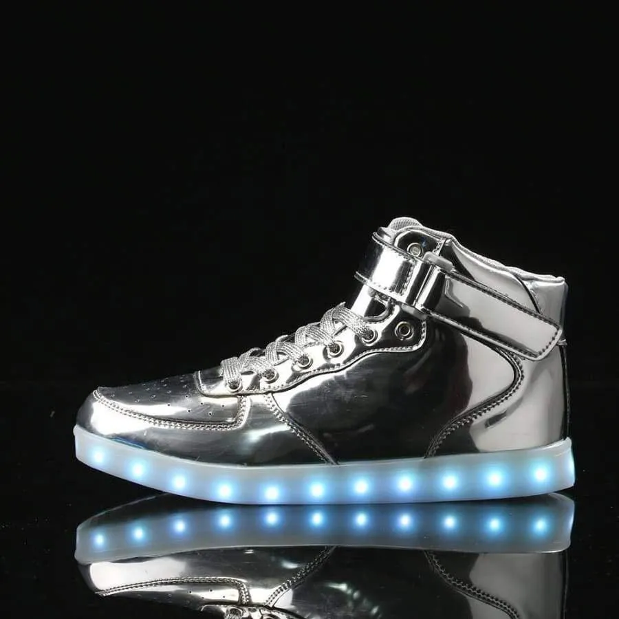 Flashez - Silver High Top LED Trainers