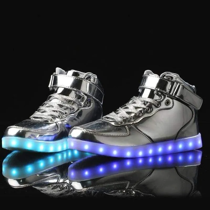 Flashez - Silver High Top LED Trainers